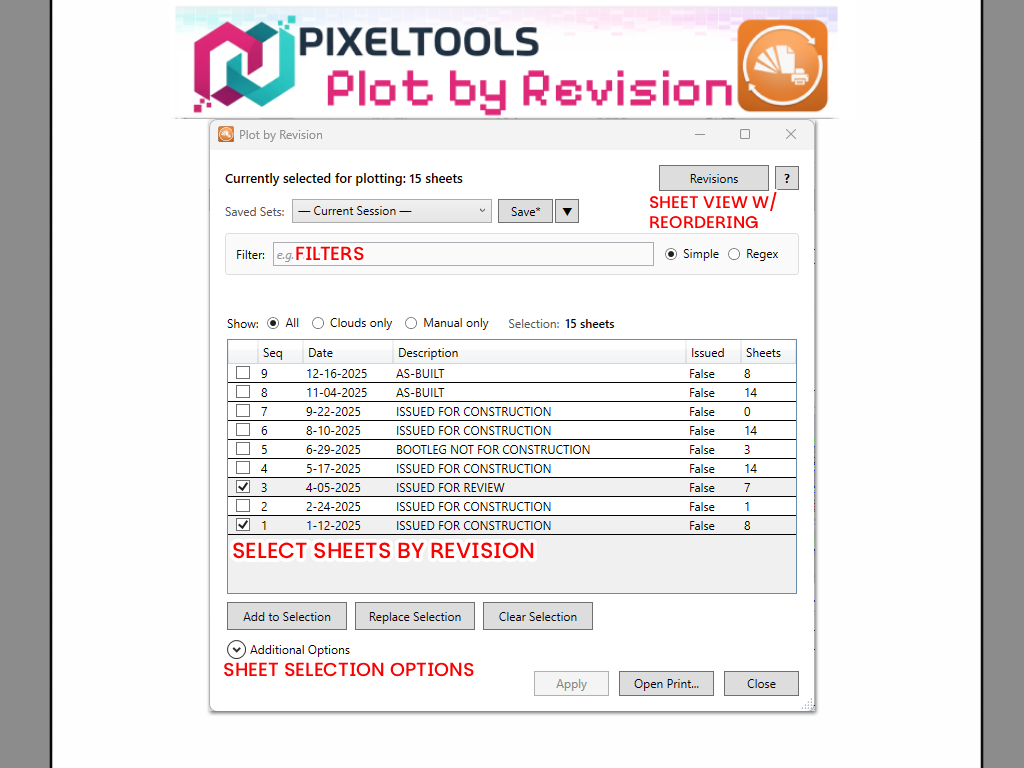 Plot by Revision main interface